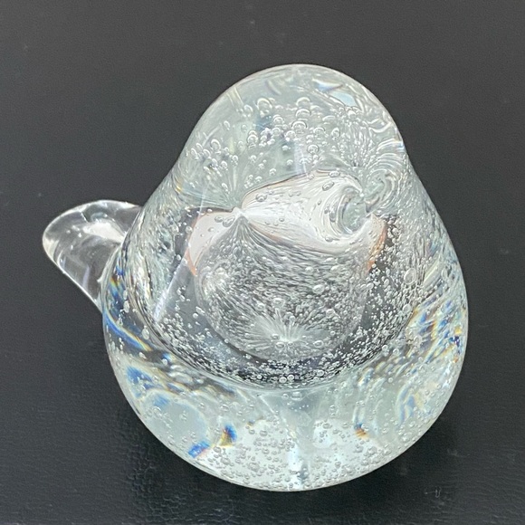 Murano Style Clear Glass Bird Paperweight Controlled Bubbles Art Glass Bird - Picture 4 of 15